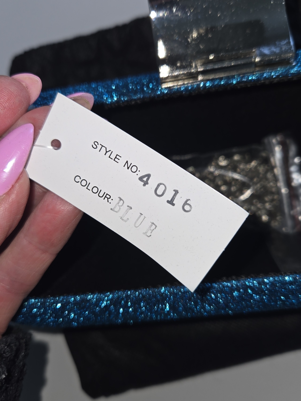 NWT Blue Sparkle Evening Clutch with Rhinestone Accent - Picture 6 of 8